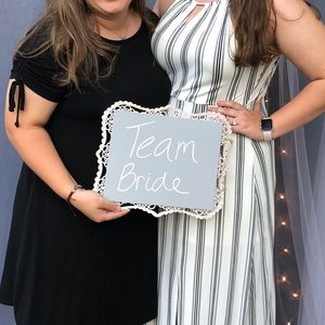 Navy and white maxi dress